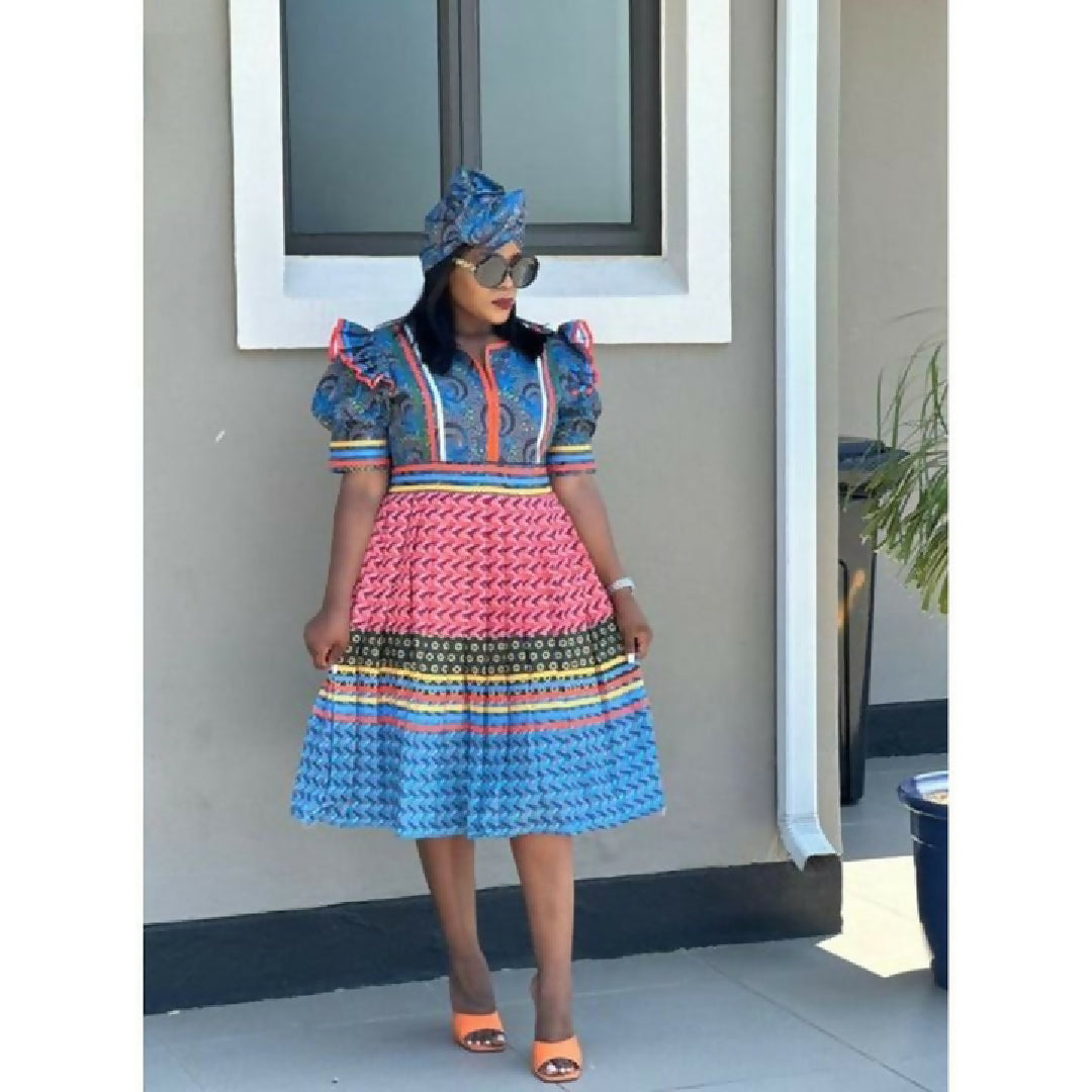 Ankara Short Sleeve Midi Dress – WISI-Oi