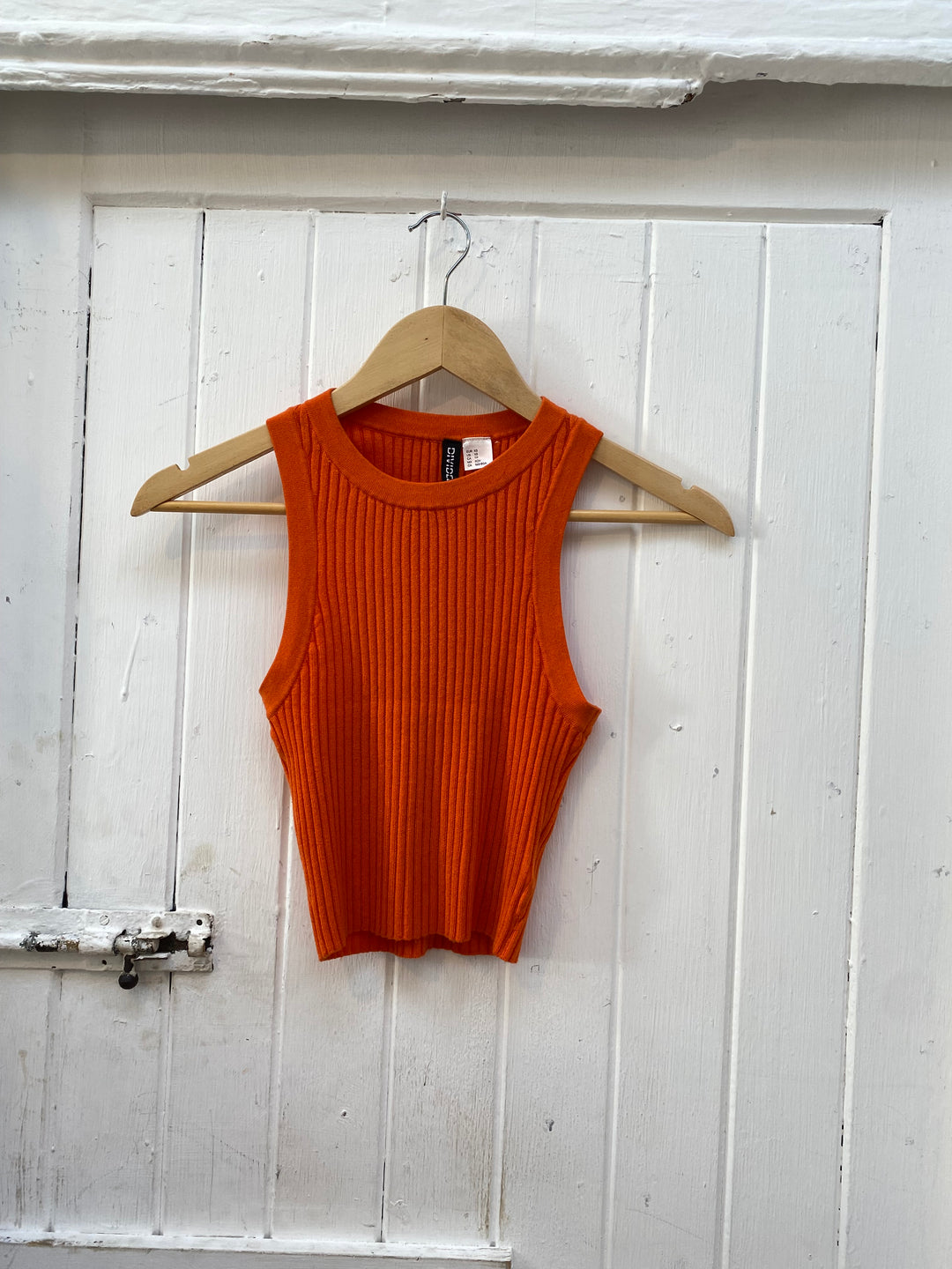 Orange rib knit tank top