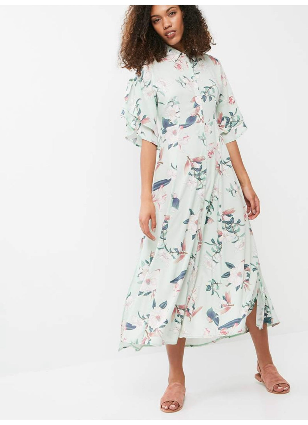 Image of Button-through floral dress