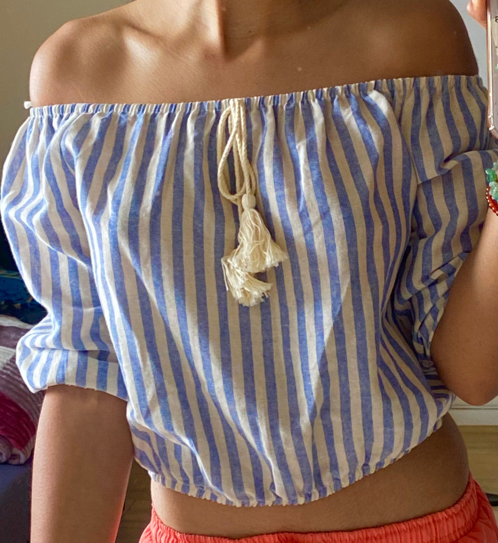Image of Blue Stripped H&M Crop Top