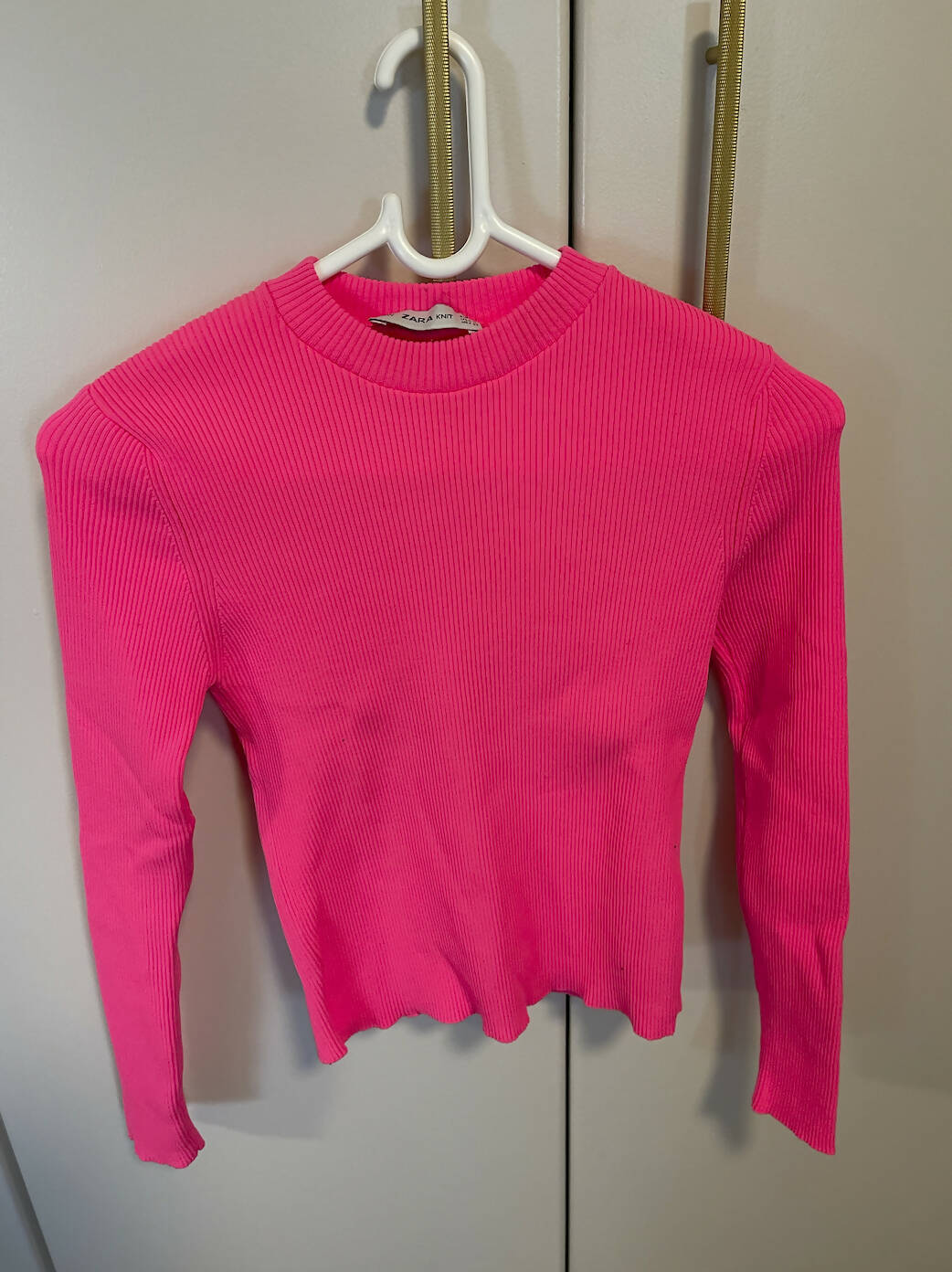 Pink Ribbed Sweater Zara Zara Pink Cropped Sweater Zara Hot Pink