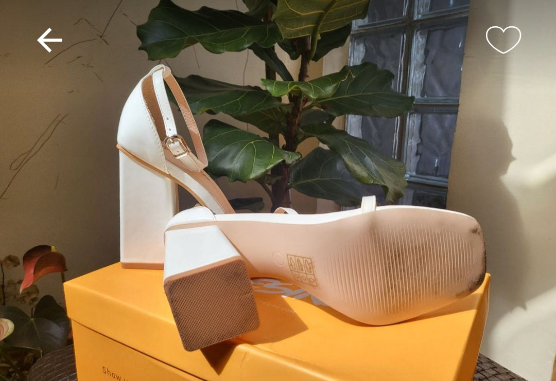Image of White block heel 