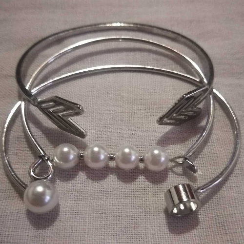 Image of Ladies Silver 3 Piece Bangles.