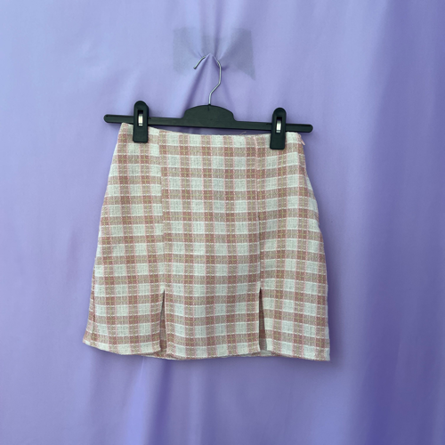 Image of Pink & White Checked Skirt