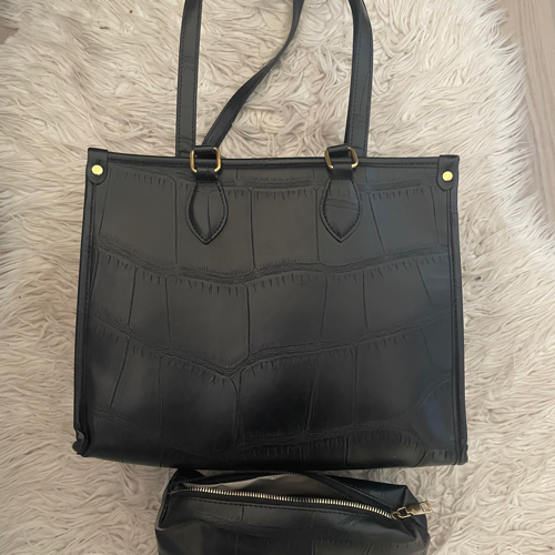 Image of Black Mock Leather Tote Bag