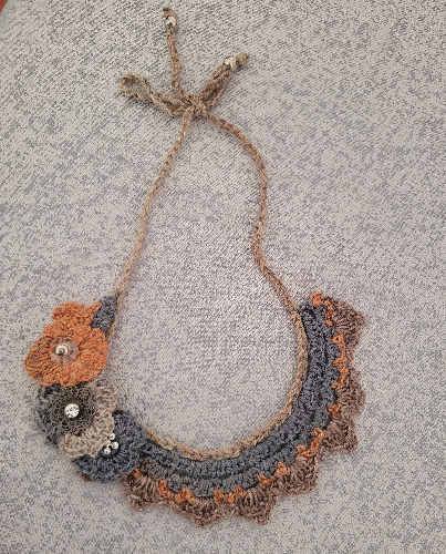 Image of Handmade Crochet Necklace With Flowers