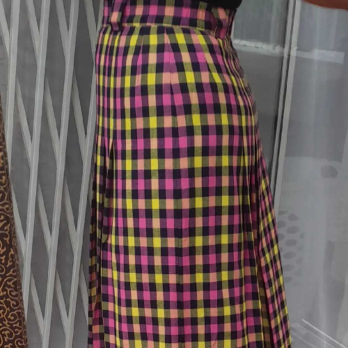 Image of Yellow And Purple Pleated Skirt