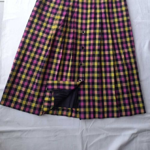Image of Yellow and Purple Pleated Skirt