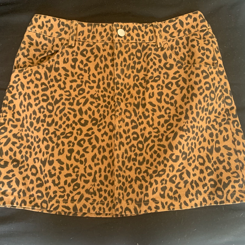 Image of Leopard Print Denim Skirt