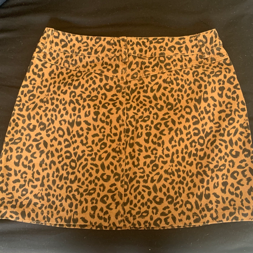Image of Leopard Print Denim Skirt