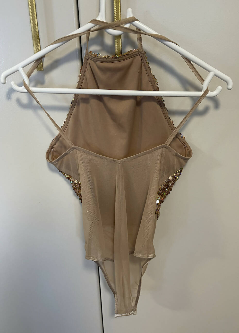 Image of Topshop Sequin Nude Bodysuit