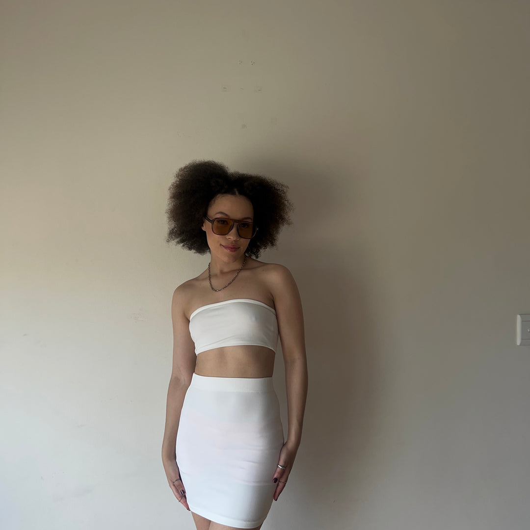 Image of Noac White Skirt & Crop Top Set 