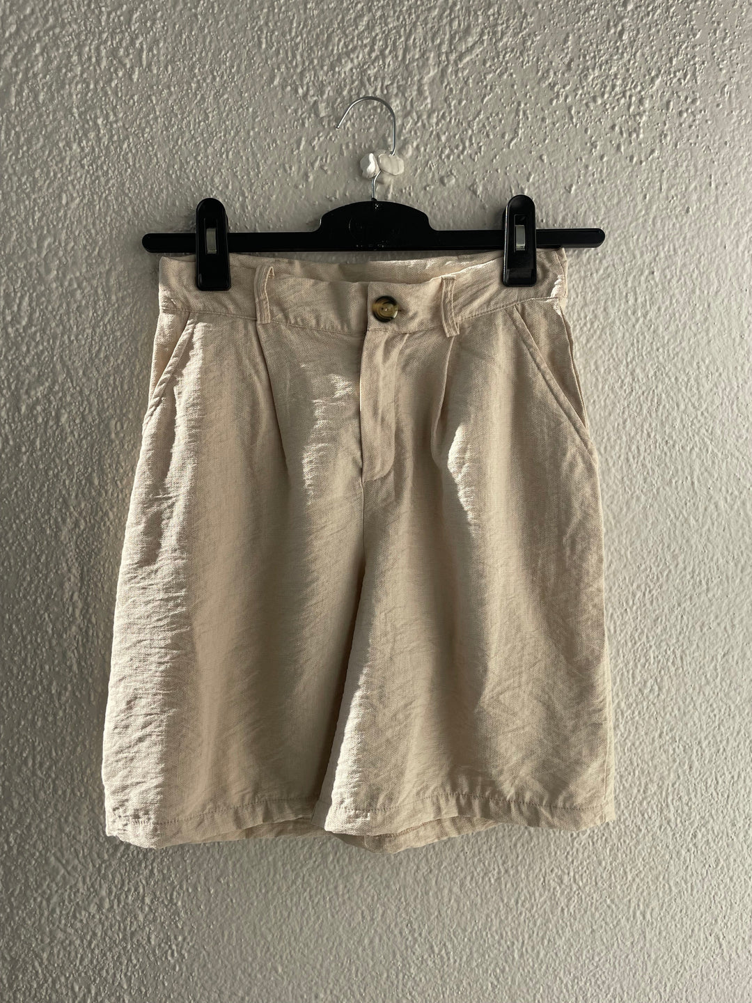 Image of Beige high waisted shorts 