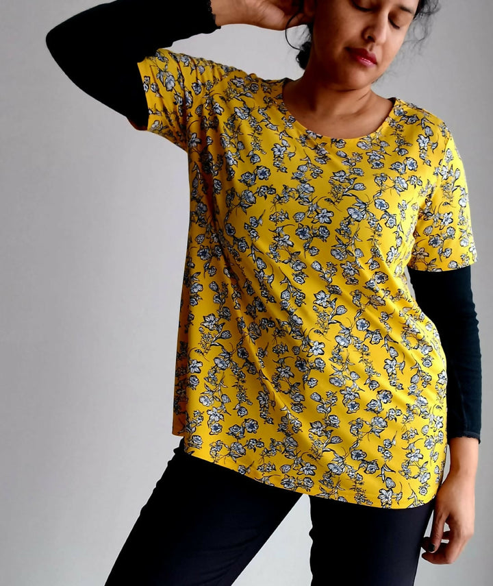 Milady's Bright Yellow Pre-loved Floral Top