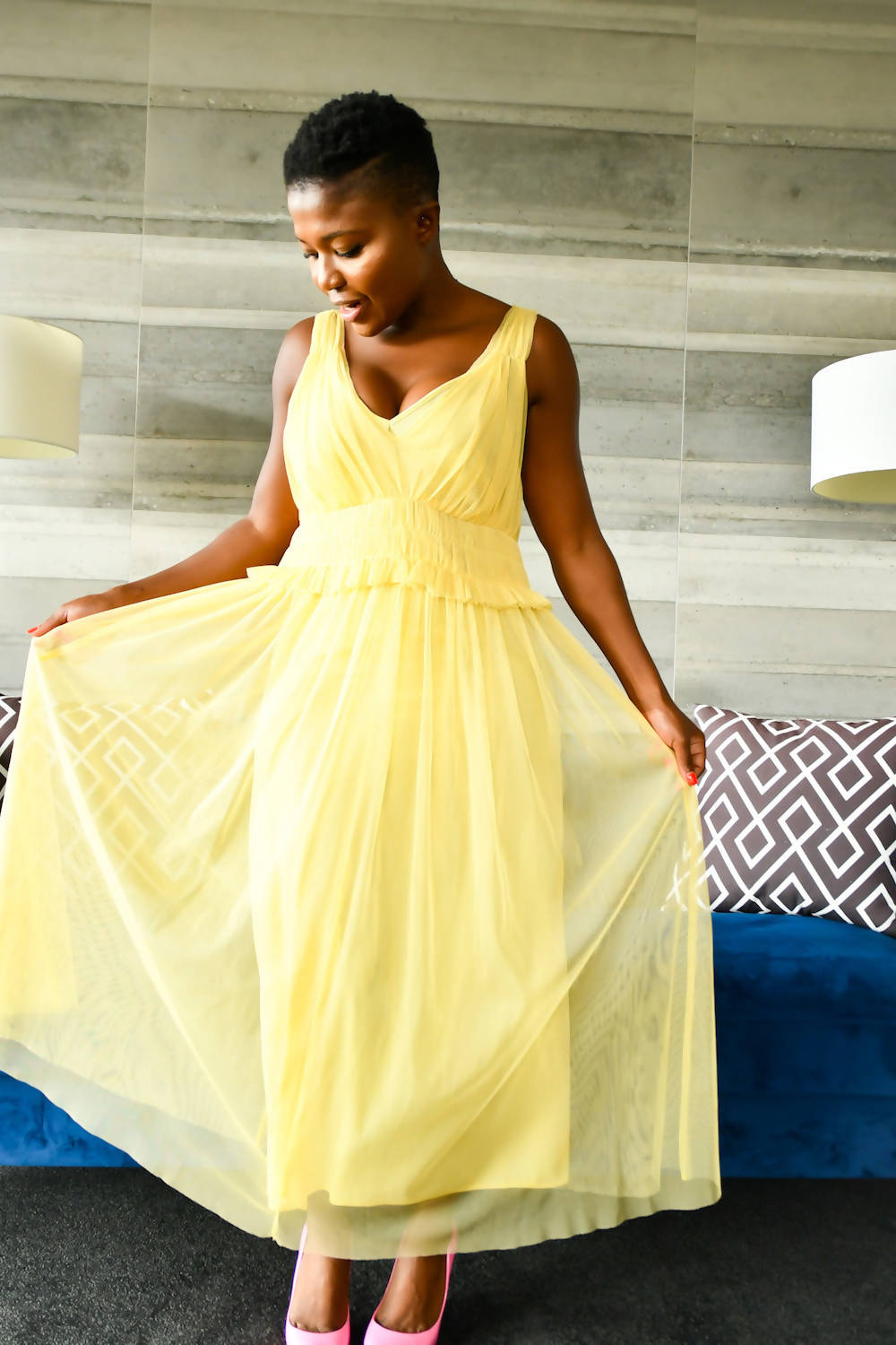 Image of Zara V-Neck Tulle Dress