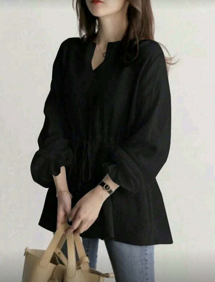 Waist Tie Vneck Smart Casual Top