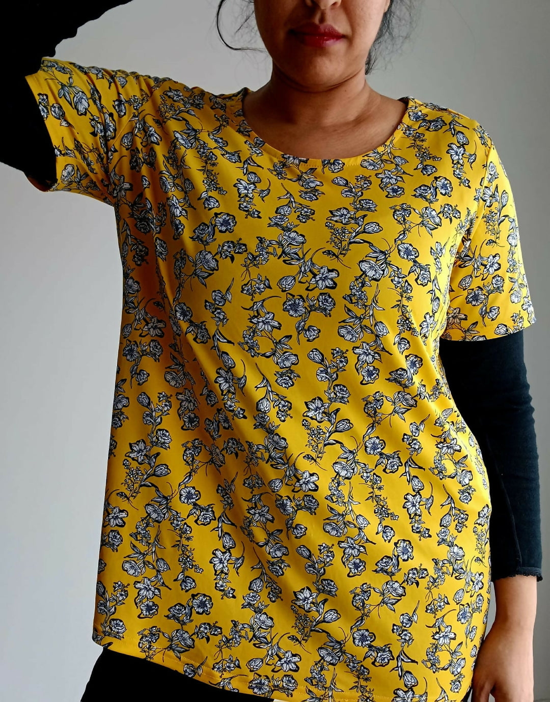 Milady's Bright Yellow Pre-loved Floral Top