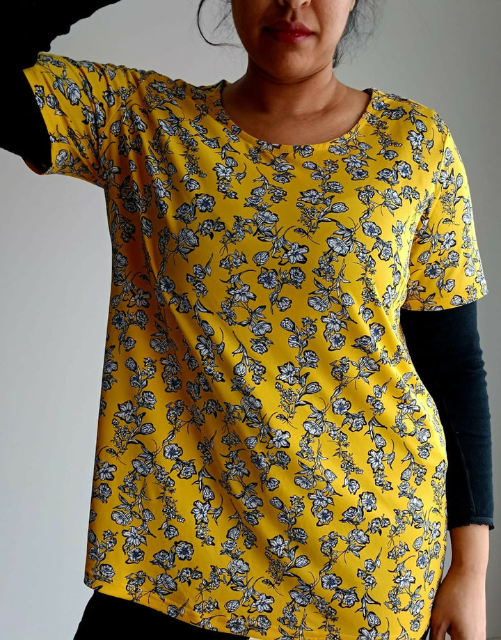 Milady's Bright Yellow Pre-loved Floral Top