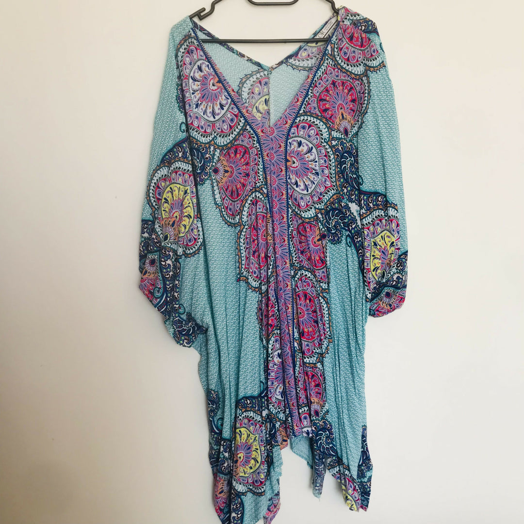 Turquoise, Pink Patterned Kaftan