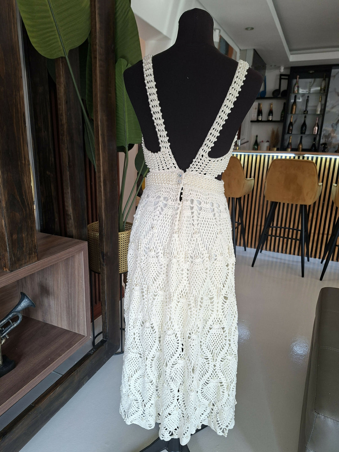 Pearl Crochet Cutout Dress
