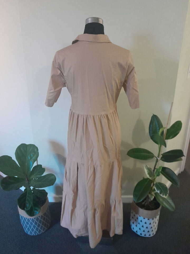 Beige Maxi Tiered Dress