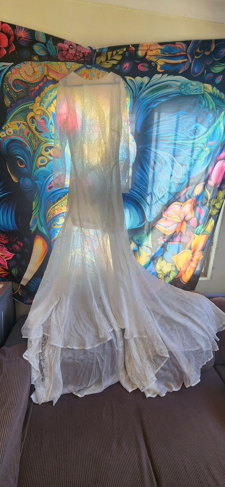 Boho Bridal Style Backless Lace Dress