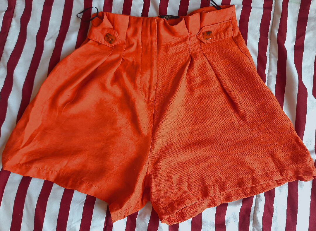 An orange two-piece