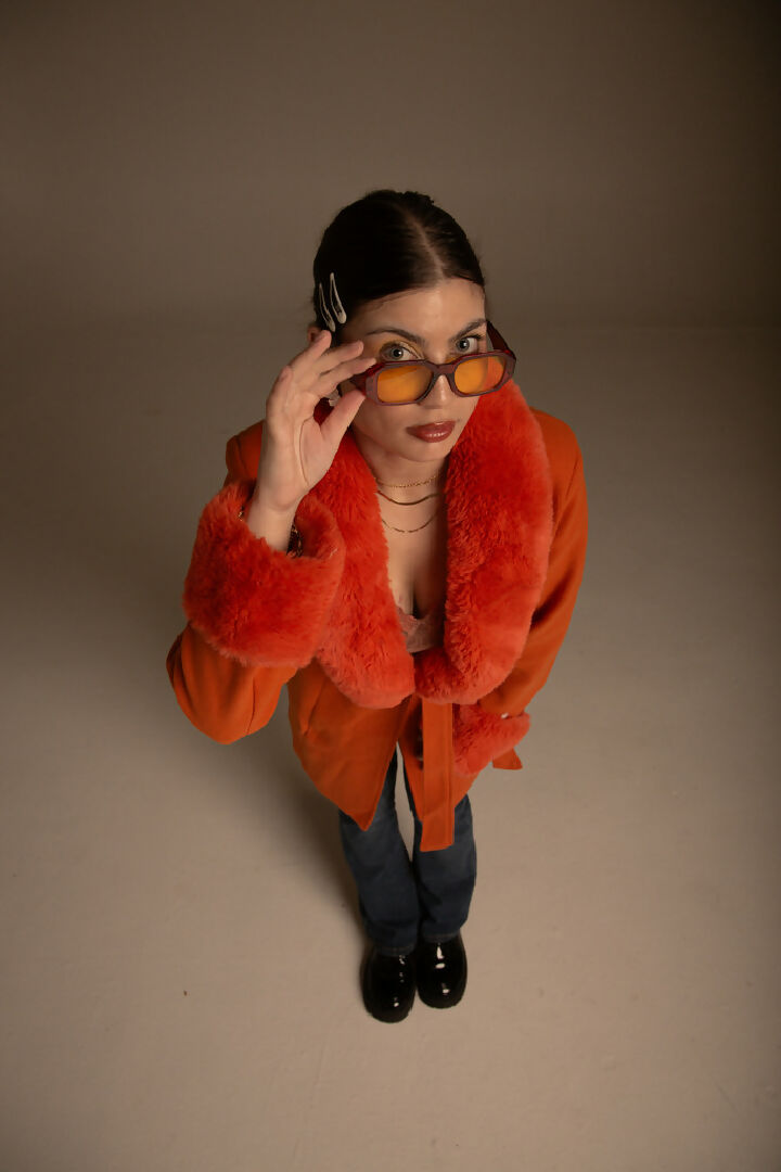 Orange Faux Fur coat