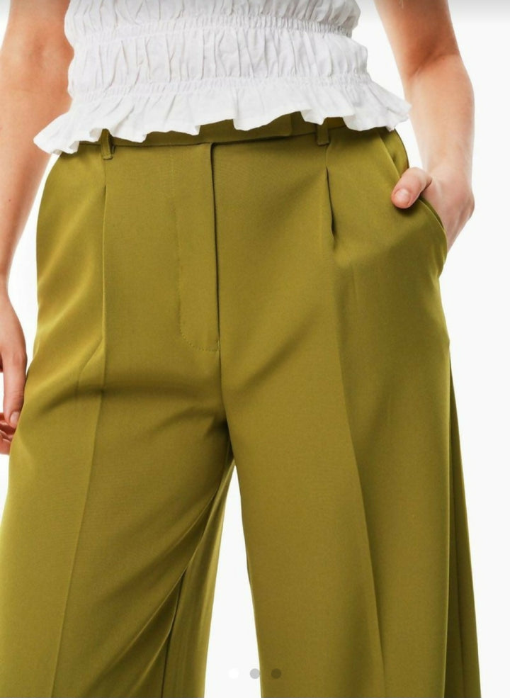 Wide leg pants Olive Green high-rise waistband