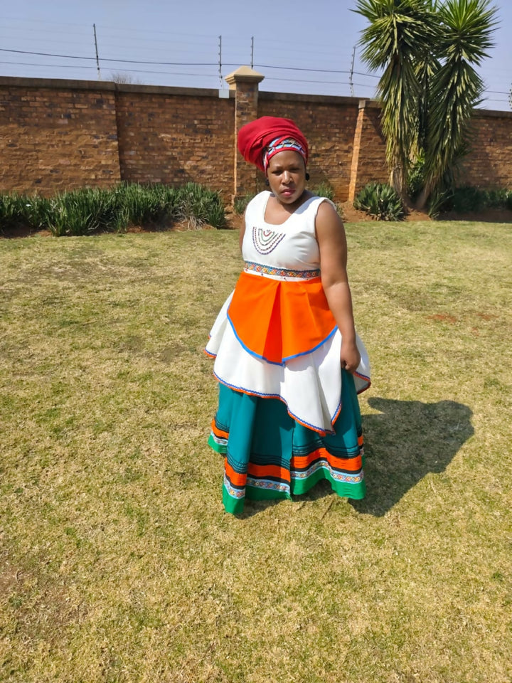 Xhosa Inspired Outfit (Skirt, Top And Doek)