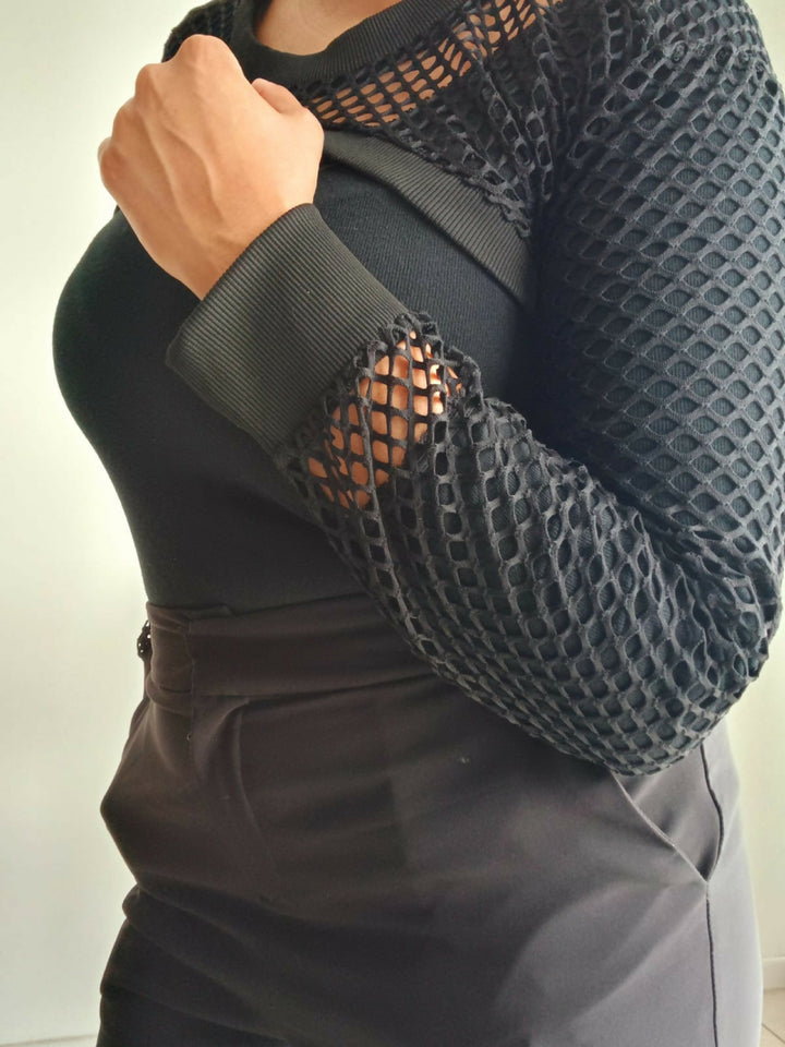 Black Mesh Overgarment - Casual & Gym Wear