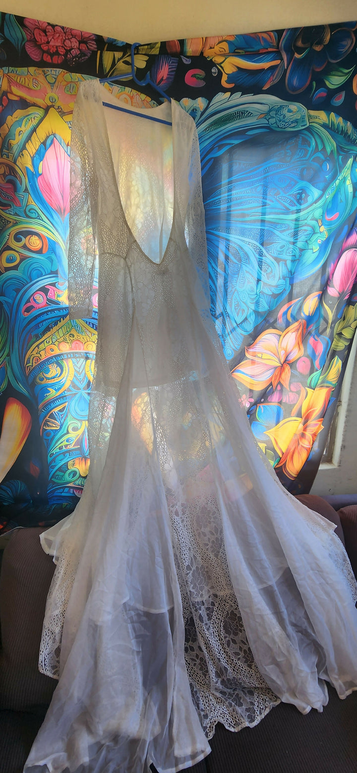 Boho Bridal Style Backless Lace Dress