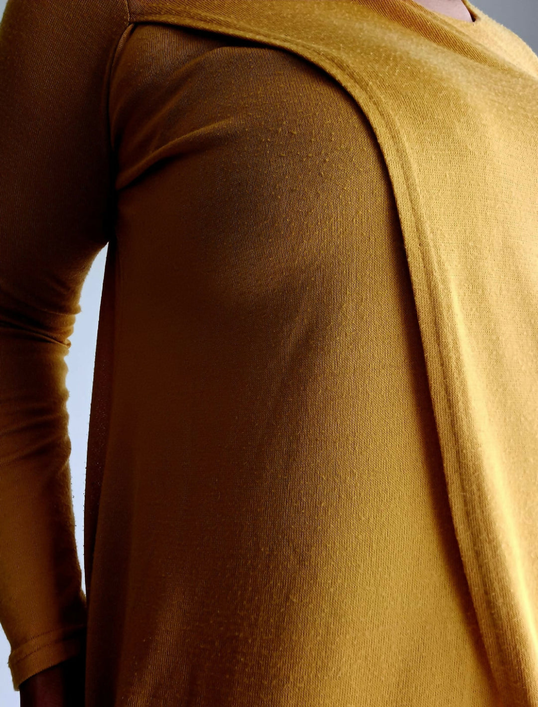Mustard Yellow High-Neck Long-Sleeve Top
