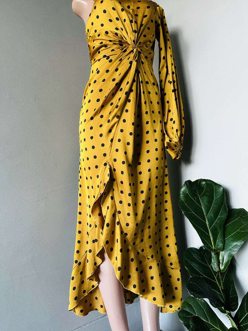 One Long Shoulder Polka Dot Cocktail Dress