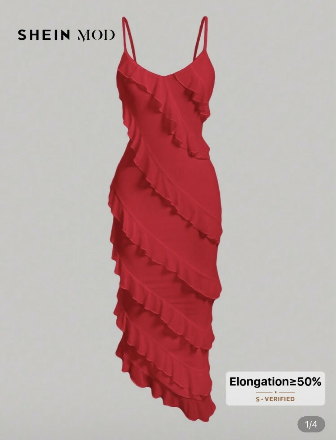 Red SHEIN MOD Women'S Asymmetric Hem Spaghetti Strap Summer Dress With WISI-Oi Red SHEIN MOD Women'S Asymmetric Hem Spaghetti Strap Summer Dress With WISI-Oi