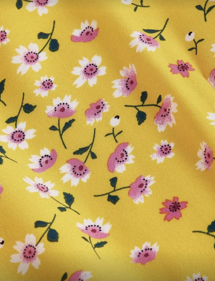 Floral Vacation Wrap Ruffle Hem Dress