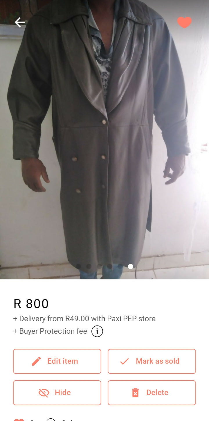 Extra long leather jacket