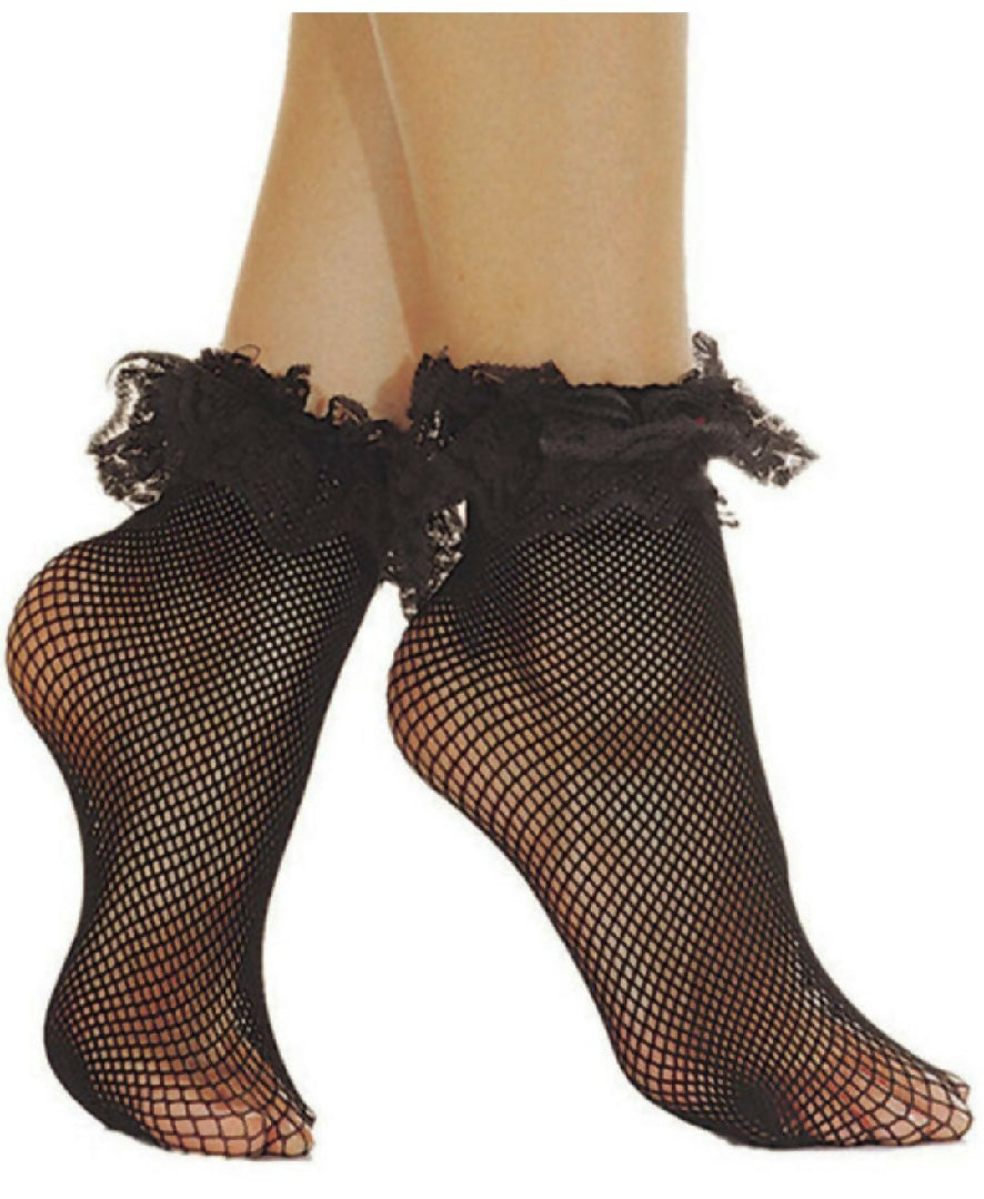 DAZY Bow Decor Fishnet Crew Socks - Any 3 Different Designs/Styles