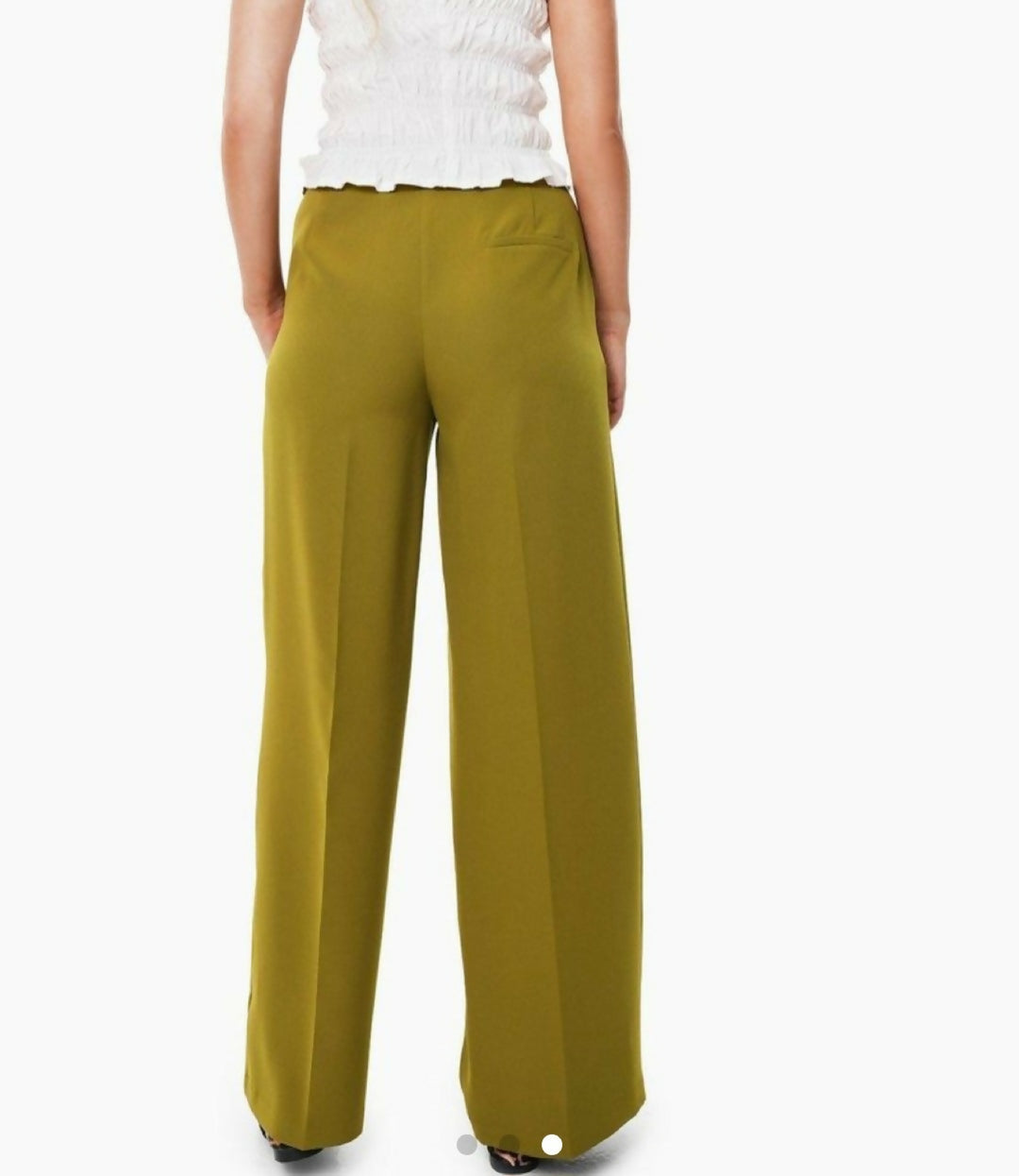 Wide leg pants Olive Green high-rise waistband