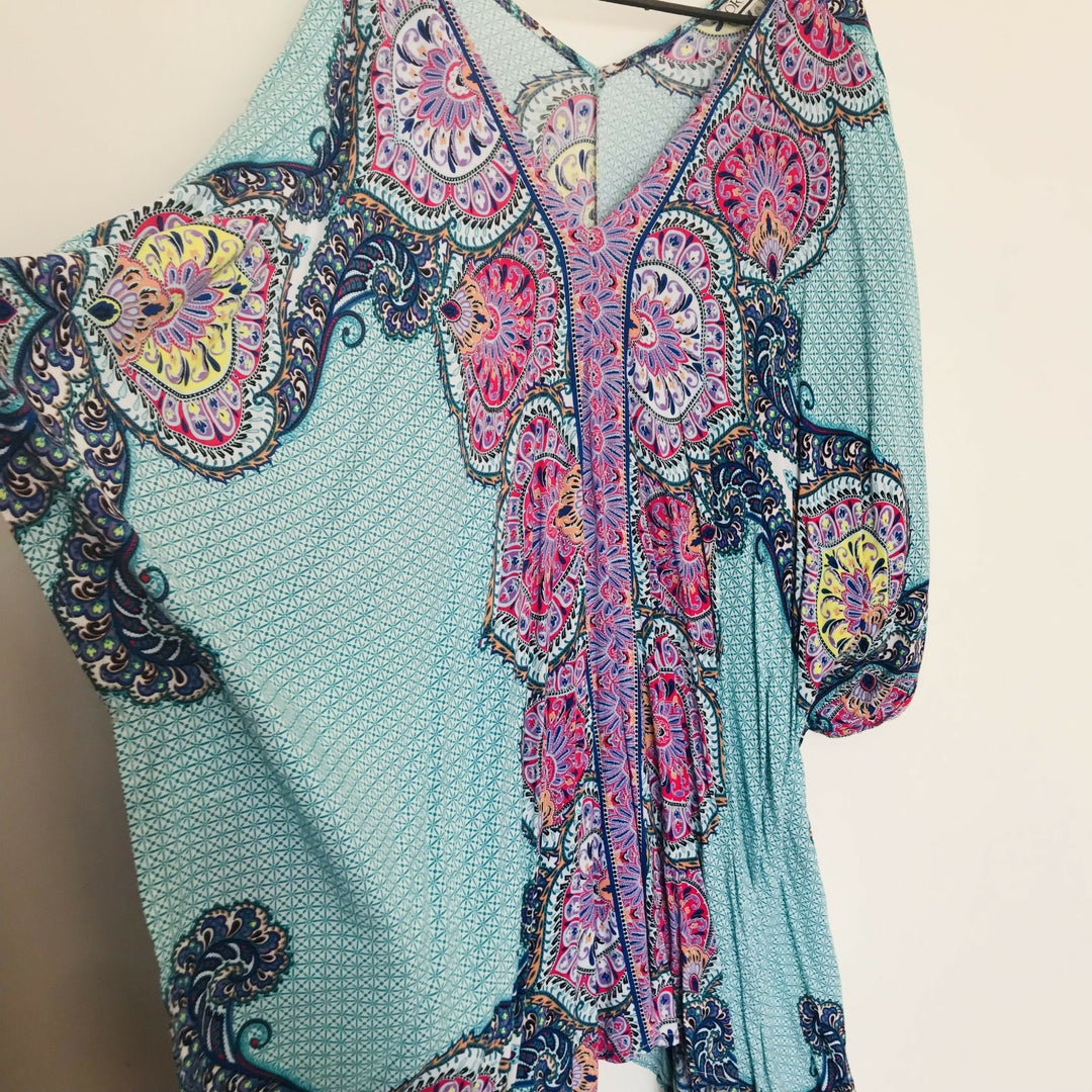 Turquoise, Pink Patterned Kaftan