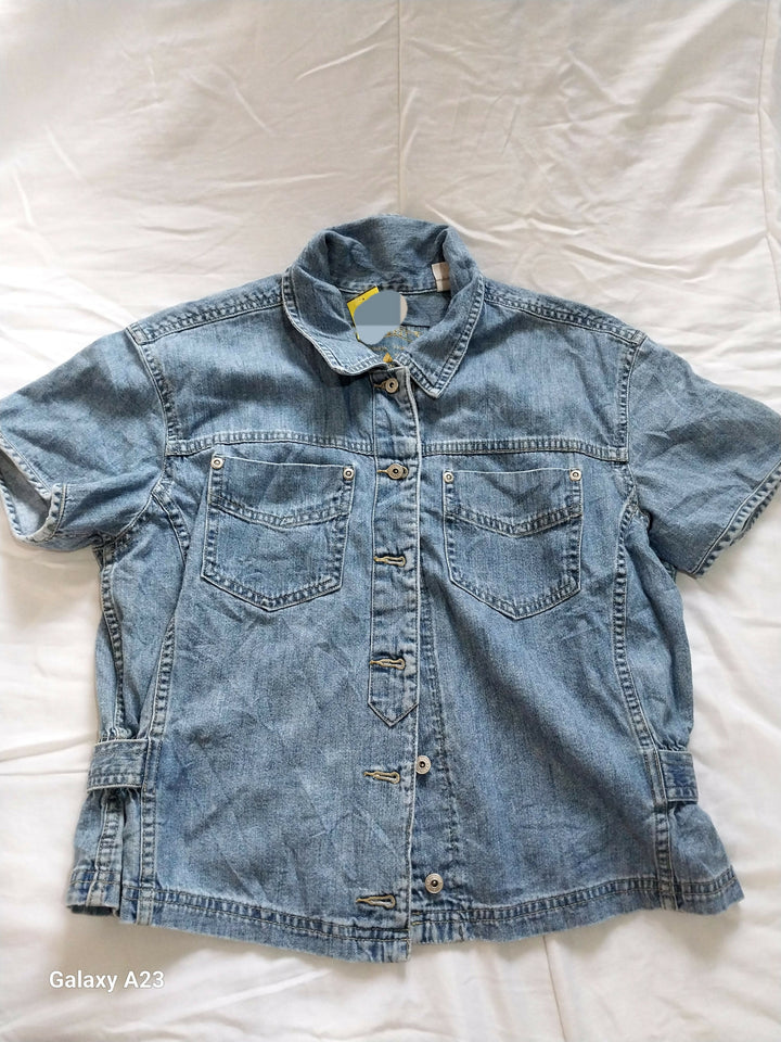 Collar Pre-Owned Denim Top