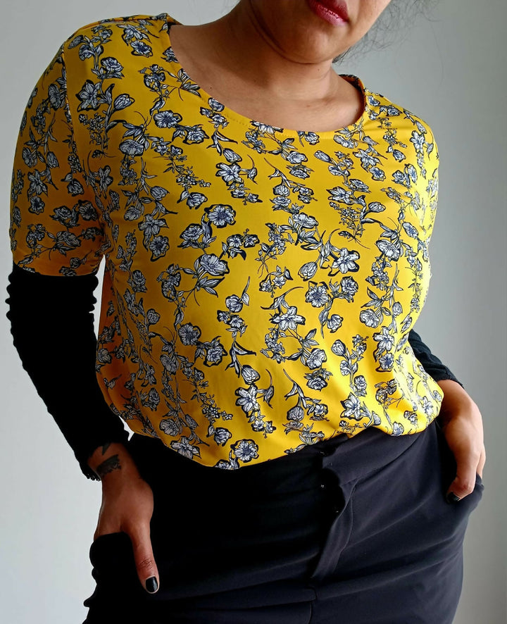Milady's Bright Yellow Pre-loved Floral Top