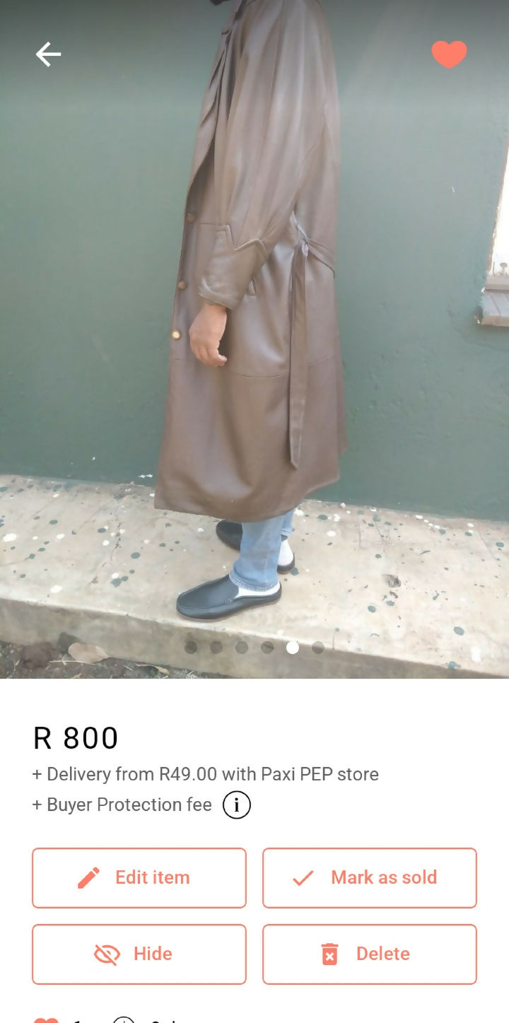 Extra long leather jacket