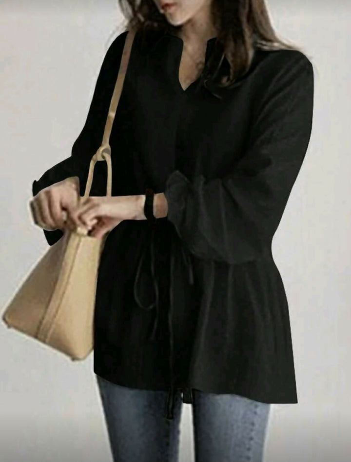 Waist Tie Vneck Smart Casual Top