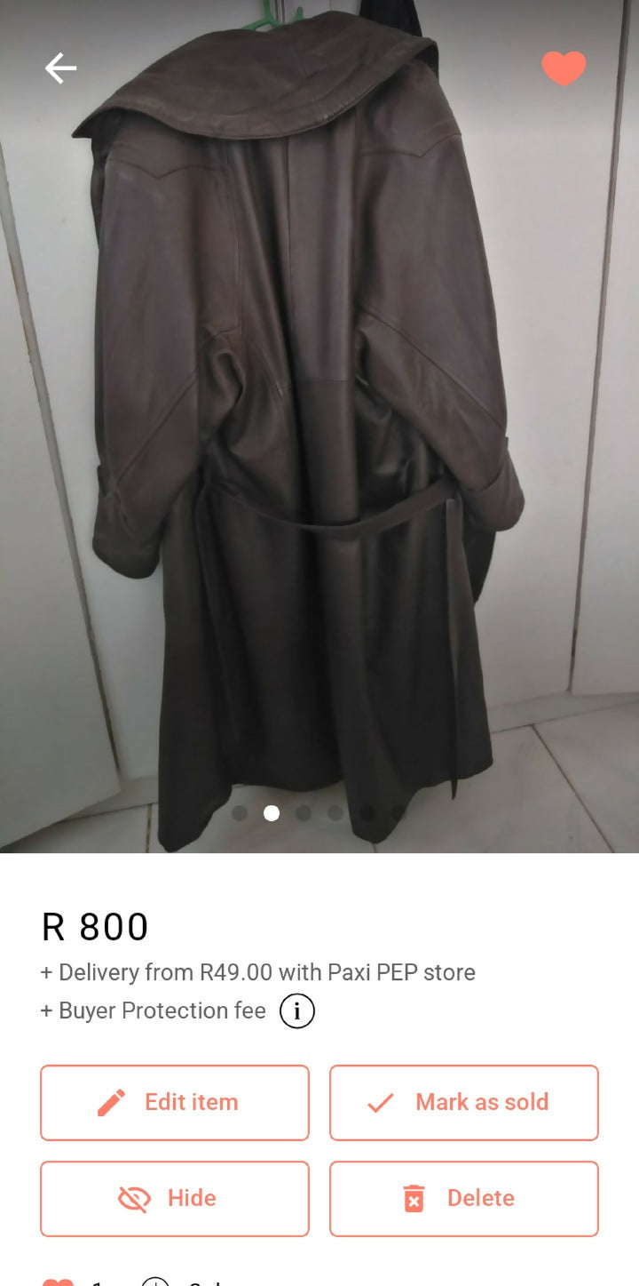 Extra long leather jacket