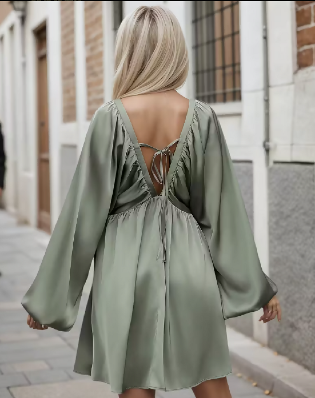 Sage Green Satin Dress