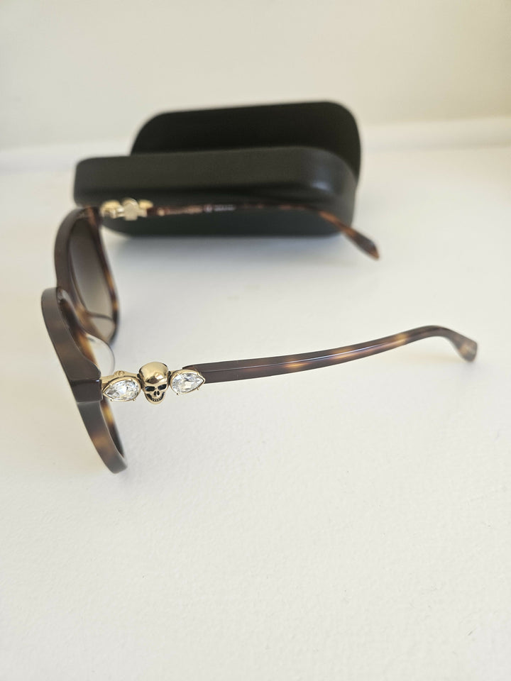 Alexander McQueen Acetate Skull-Embellished Cat-Eye Sunglasses