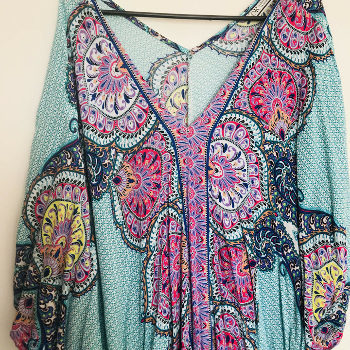 Turquoise, Pink Patterned Kaftan