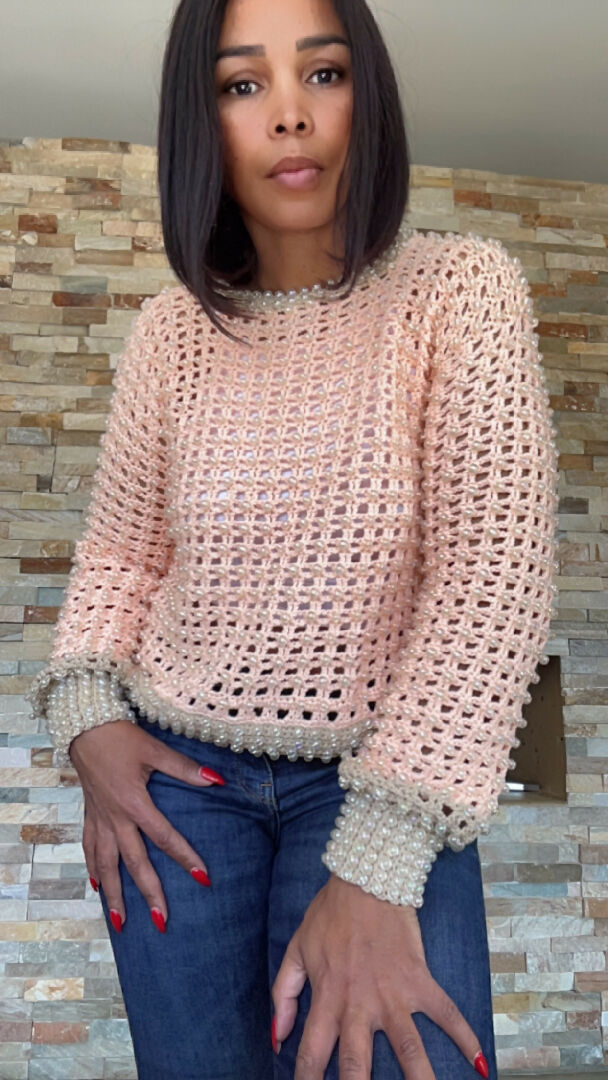 Clear Pearl Crochet Pullover