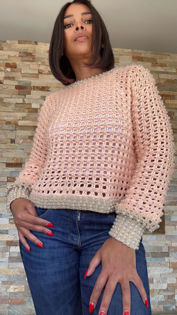 Clear Pearl Crochet Pullover